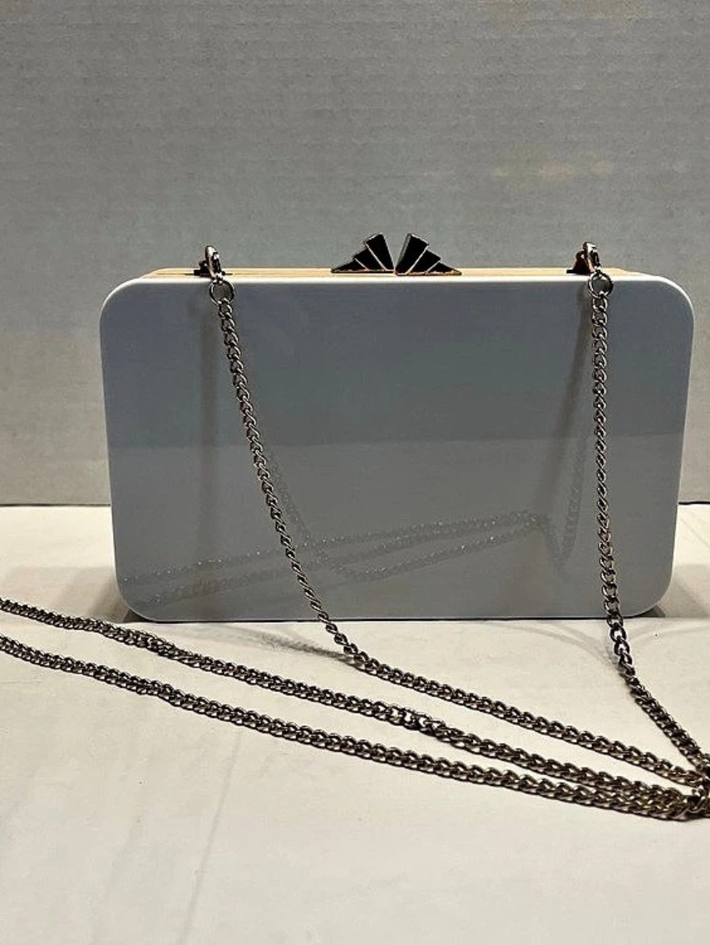 Mango Hard White Clutch with Chain Like New